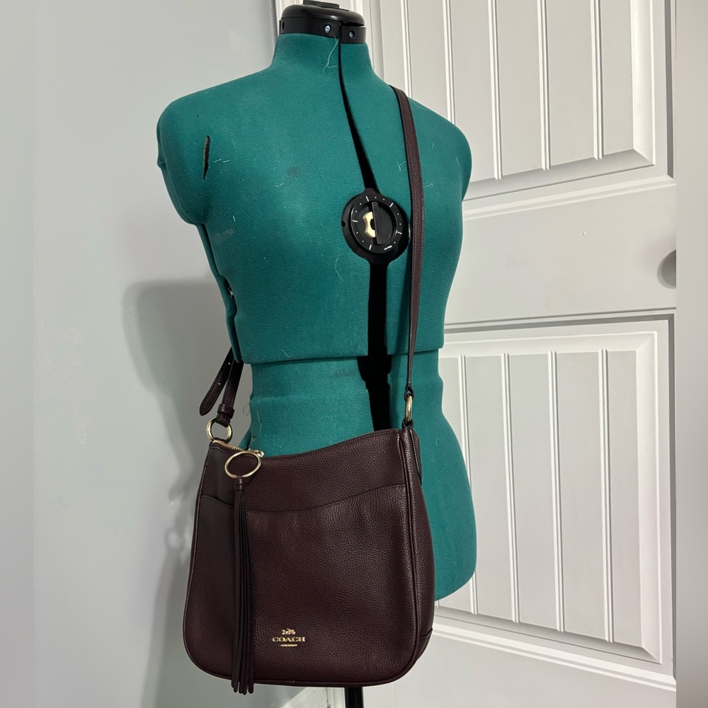 Coach Purple ish Brown Leather Crossbody Bag
